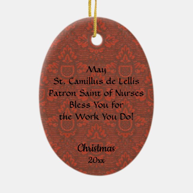 St. Camillus de Lellis (SAU 37; for Nurses) Oval Ceramic Ornament (Back)