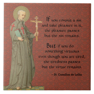 St. Camillus de Lellis (SAU 37; with Quote) Ceramic Tile