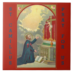 St. Camillus Praying Before a Crucifix (M 020) Ceramic Tile