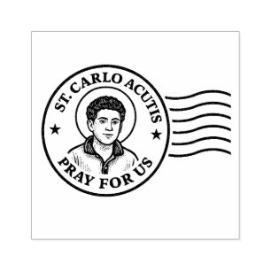 St. Carlo Acutis Pray for Us Catholic Rubber Stamp