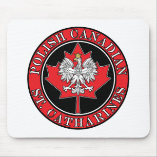 St Catharines Round Polish Canadian Leaf Mouse Pad