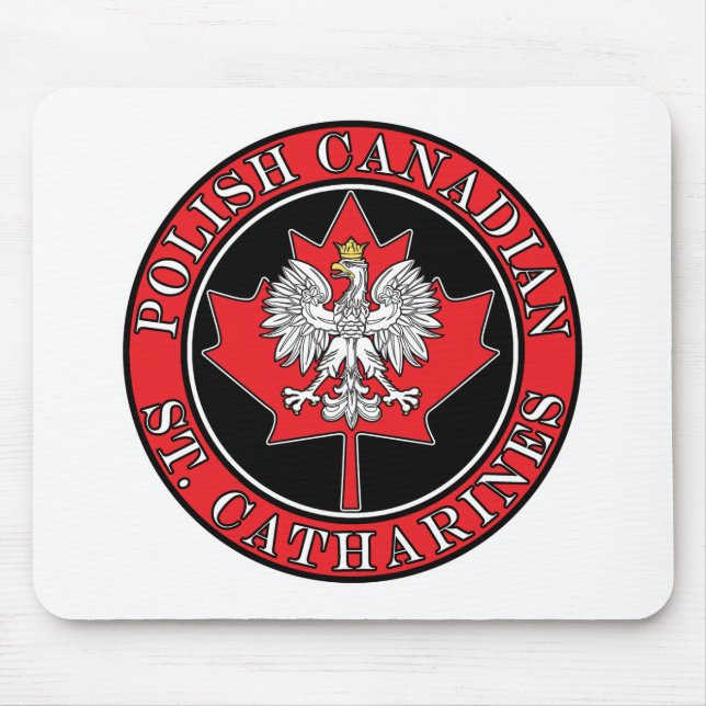 St Catharines Round Polish Canadian Leaf Mouse Pad (Front)