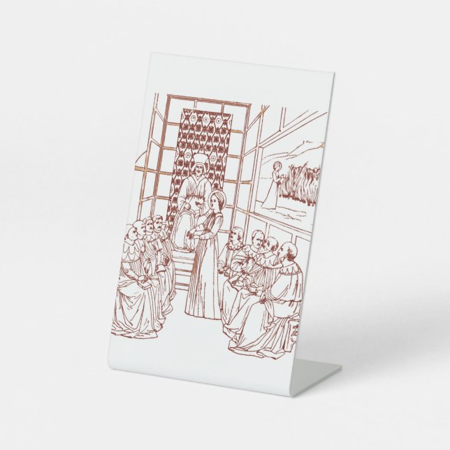 St Catherine Disputing with Scholars by Masolino Pedestal Sign (Front)