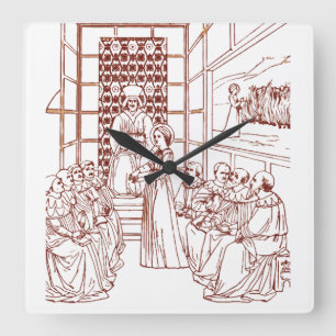 St Catherine Disputing with Scholars by Masolino Square Wall Clock