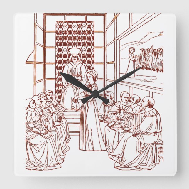 St Catherine Disputing with Scholars by Masolino Square Wall Clock (Front)