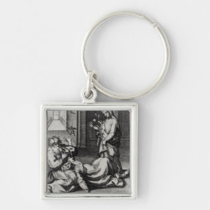 St. Catherine Exorcising a Demon from a Woman Key Ring