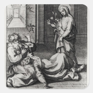 St. Catherine Exorcising a Demon from a Woman Square Sticker