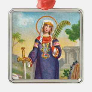 St. Catherine of Alexandria in Egyptian Dress Metal Ornament