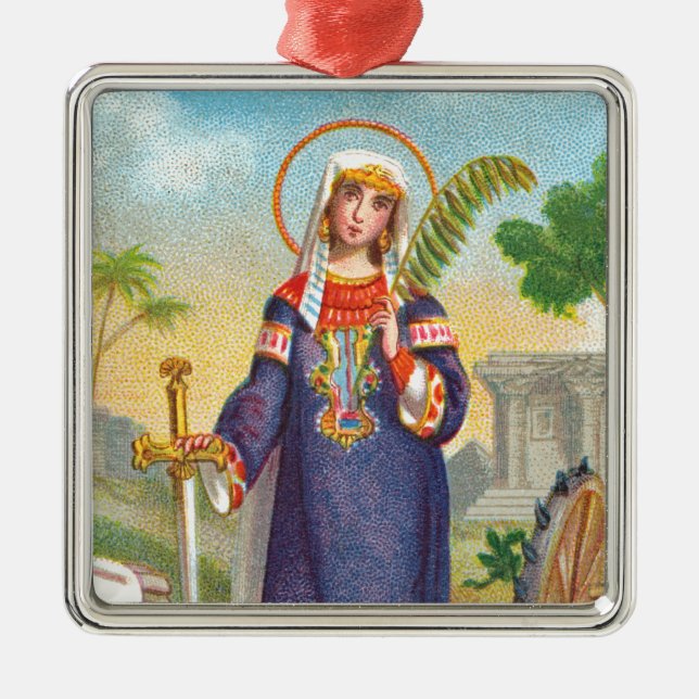 St. Catherine of Alexandria in Egyptian Dress Metal Ornament (Front)