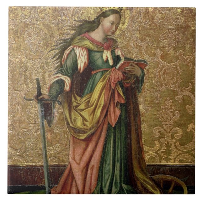 St. Catherine of Alexandria (oil on panel) 2 Ceramic Tile (Front)