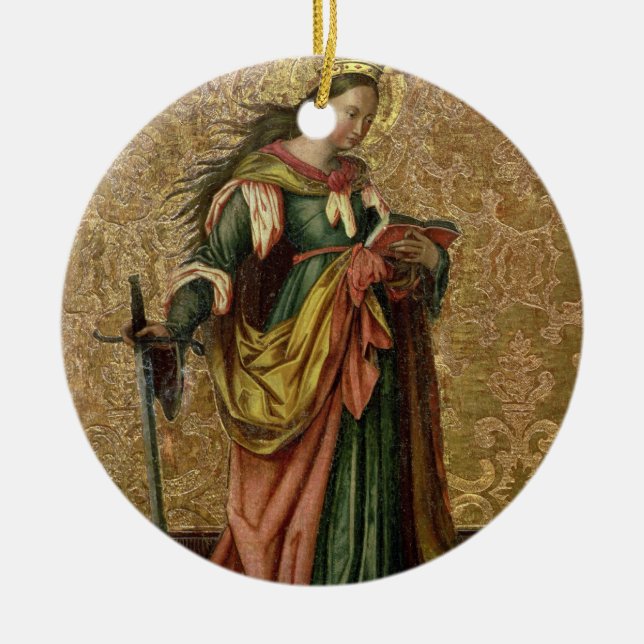 St. Catherine of Alexandria (oil on panel) 2 Ceramic Tree Decoration (Front)