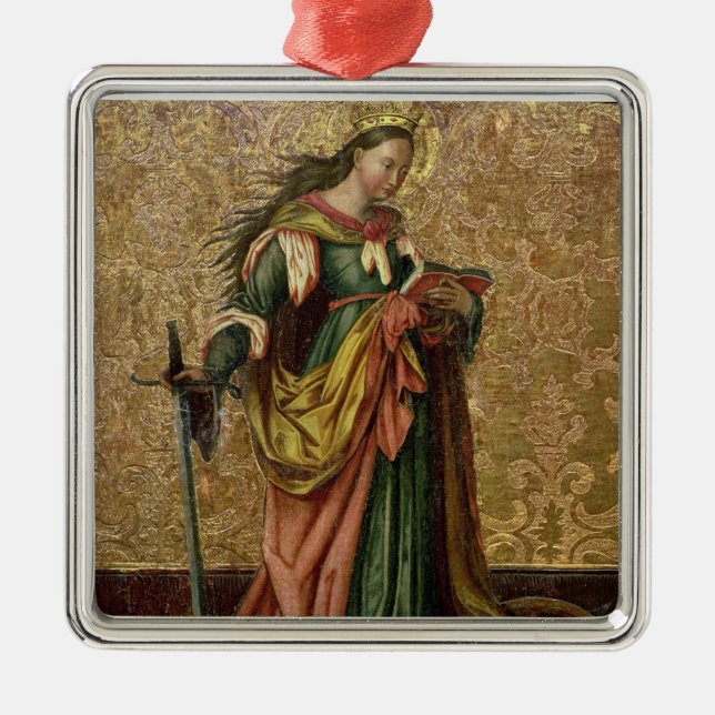 St. Catherine of Alexandria (oil on panel) 2 Metal Ornament (Front)