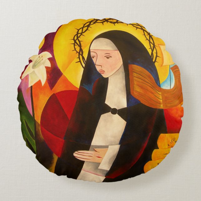 St. Catherine of Siena 2007 Round Cushion (Front)