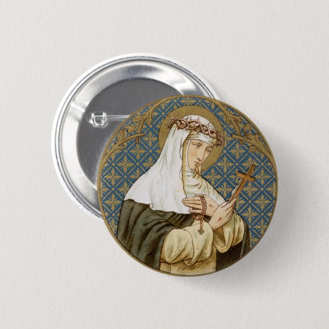 St. Catherine of Siena (BK 19) 6 Cm Round Badge (Front & Back)
