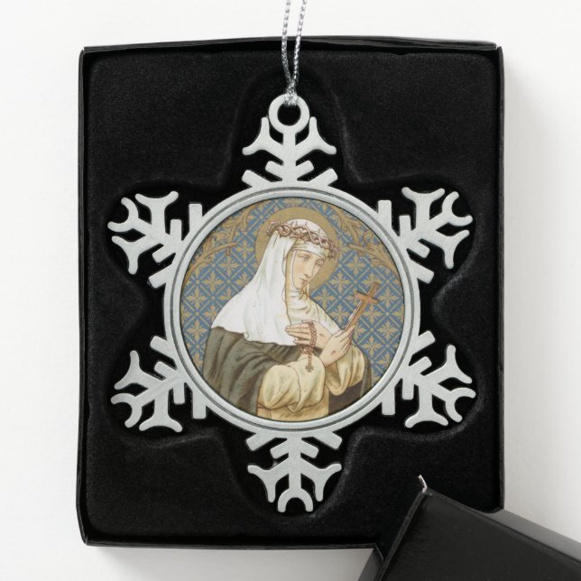St. Catherine of Siena (BK 19) Snowflake Pewter Christmas Ornament (Box)