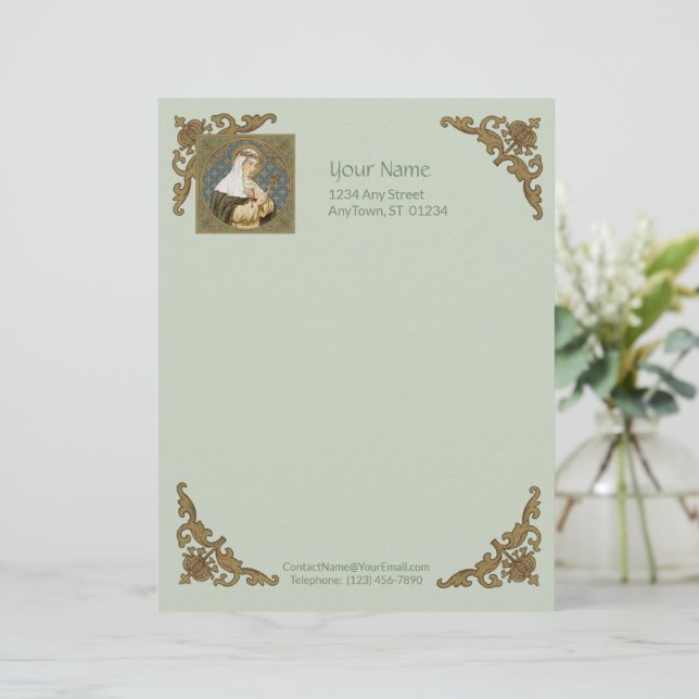 St. Catherine of Siena (BK 19) (Style 2, Sheet A) Custom Letterhead (Standing Front)