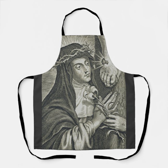 St. Catherine of Siena Crucifixion Art Noir Faith Apron (Front)