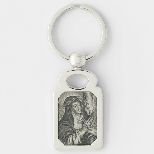 St. Catherine of Siena Crucifixion Art Noir Faith Key Ring (Front)