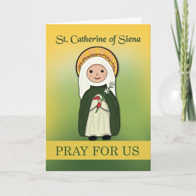 St. Catherine of Siena Feast Day Catholic Saint Card (Front)