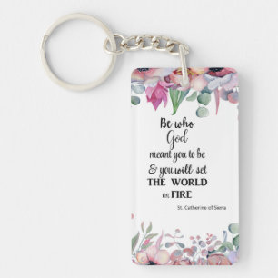 St. Catherine of Siena  Floral Quote Key Ring