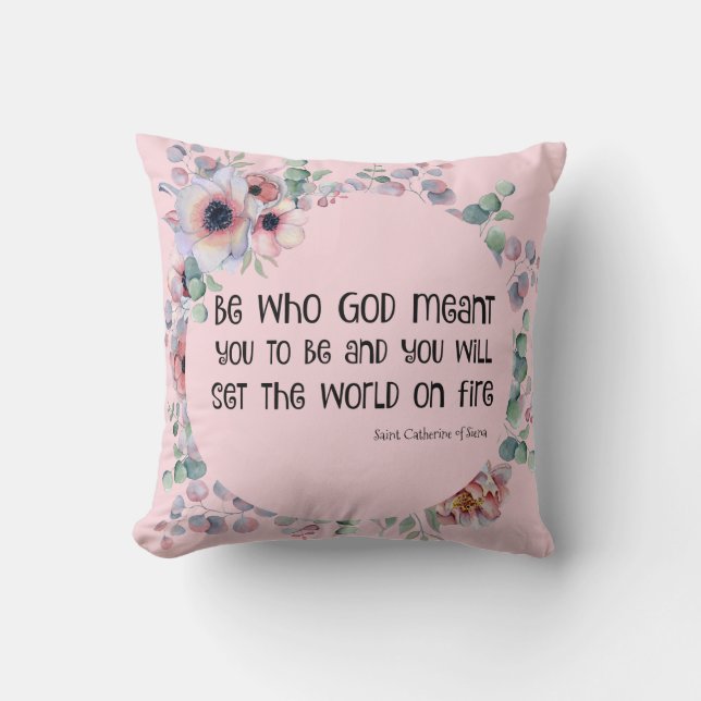 St. Catherine of Siena Quote Roses Cushion (Front)