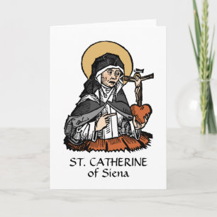 St. Catherine of Siena with Crucifix-Topped Heart  Card