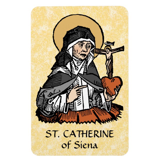 St. Catherine of Siena with Crucifix-Topped Heart Magnet (Vertical)