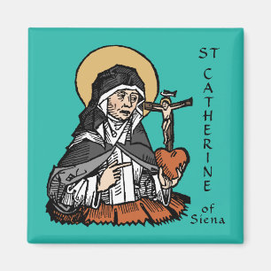 St. Catherine of Siena with Crucifix-Topped Heart Magnet