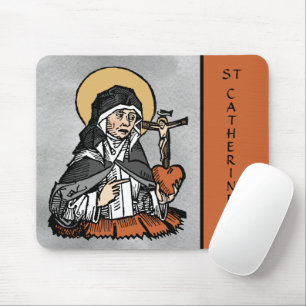 St. Catherine of Siena with Crucifix-Topped Heart Mouse Pad