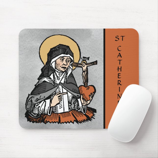 St. Catherine of Siena with Crucifix-Topped Heart  Mouse Pad (With Mouse)