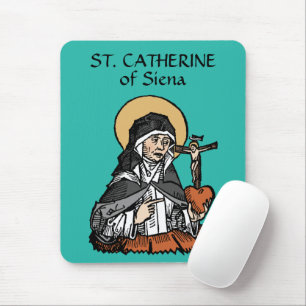 St. Catherine of Siena with Crucifix-Topped Heart  Mouse Pad