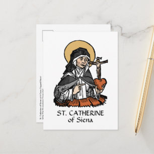 St. Catherine of Siena with Crucifix-Topped Heart  Postcard