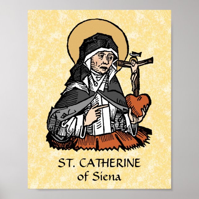 St. Catherine of Siena with Crucifix-Topped Heart  Poster (Front)