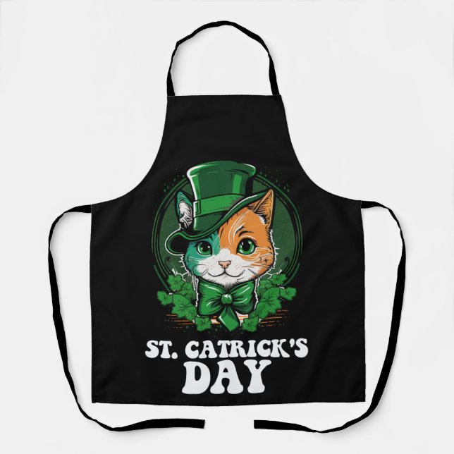 St Catricks Day Cat Lovers St Patrick's Day Apron (Front)