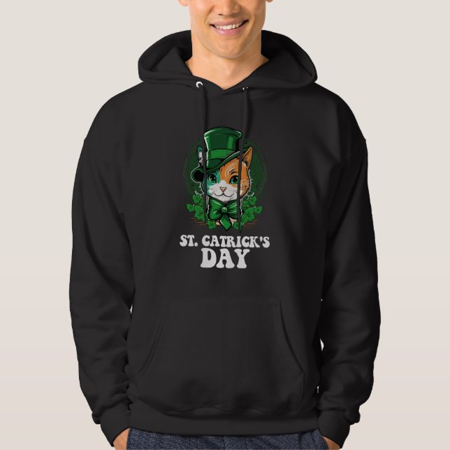 St Catricks Day Cat Lovers St Patrick's Day Hoodie (Front)