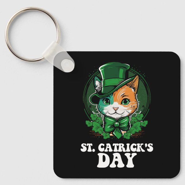 St Catricks Day Cat Lovers St Patrick's Day Key Ring (Front)