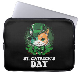 St Catricks Day Cat Lovers St Patrick's Day Laptop Sleeve