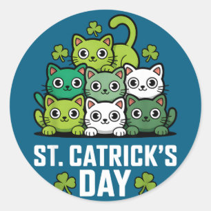St catricks day cat lucky shamrock irish pet classic round sticker