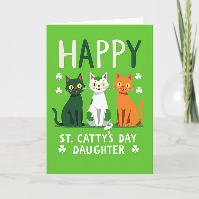 St Cattys Day Daughter Faux Gold Card (Front)