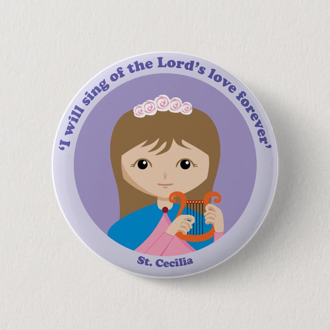 St. Cecilia 6 Cm Round Badge (Front)