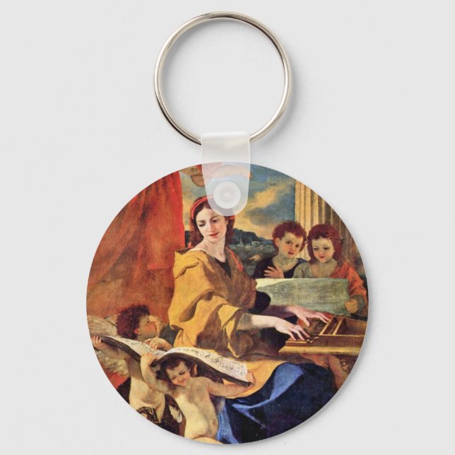 St. Cecilia By Poussin Nicolas (Best Quality) Key Ring (Front)