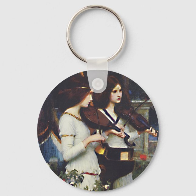 St Cecilia -  John William Waterhouse Key Ring (Front)