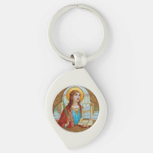 St. Cecilia of Rome (BK 003) Swirl Key Ring