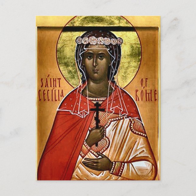 St. Cecilia of Rome Orthodox Christian Icon Postcard (Front)