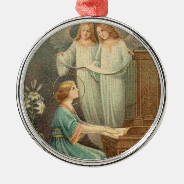 St. Cecilia Patroness of Musicians Metal Tree Decoration (Front)