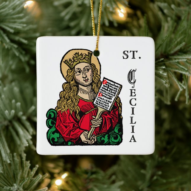 St. Cecilia with Hymn Board (Nuremberg) Ceramic Ornament (Tree)