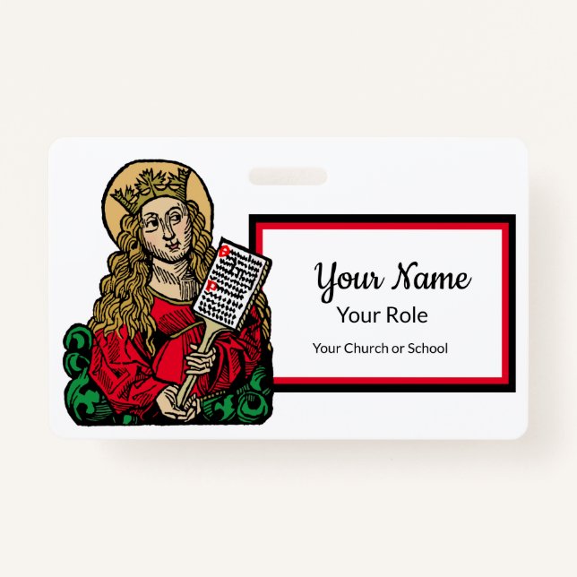 St. Cecilia with Hymn Board (Nuremberg) ID Badge (Front)