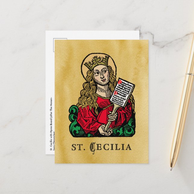 St. Cecilia with Hymn Board (Nuremberg) Postcard (Front/Back In Situ)