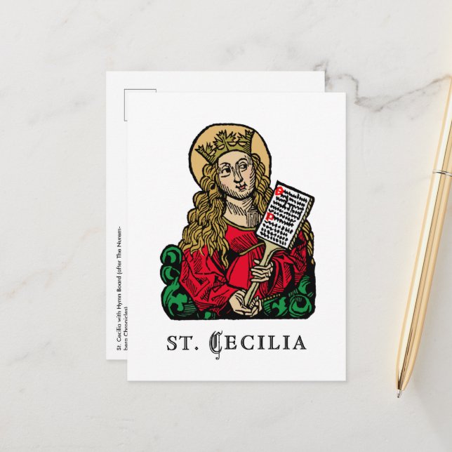 St. Cecilia with Hymn Board (Nuremberg) Postcard (Front/Back In Situ)