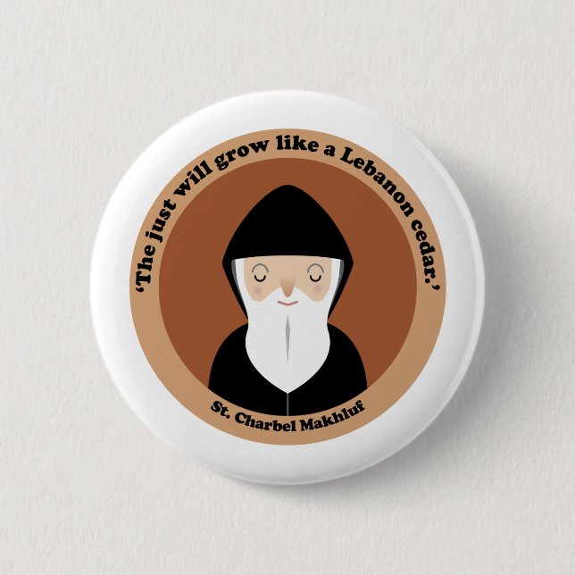 St. Charbel Makhluf 6 Cm Round Badge (Front)